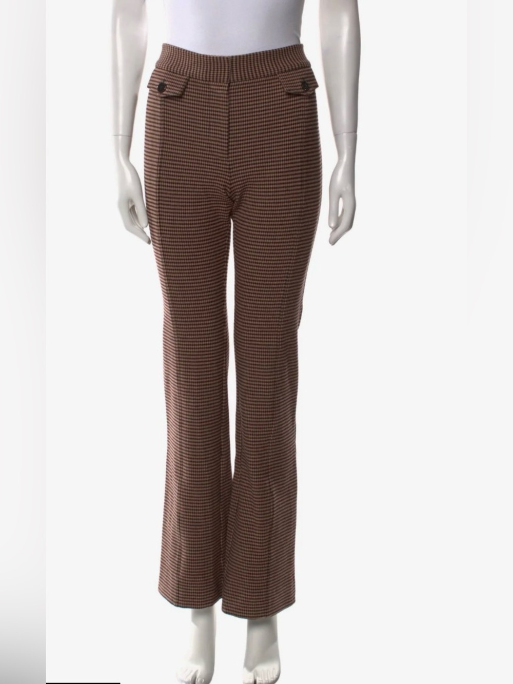 Derek Lam 10 Crosby Plaid checkered Wide Leg Pants flared cotton blend brown 0